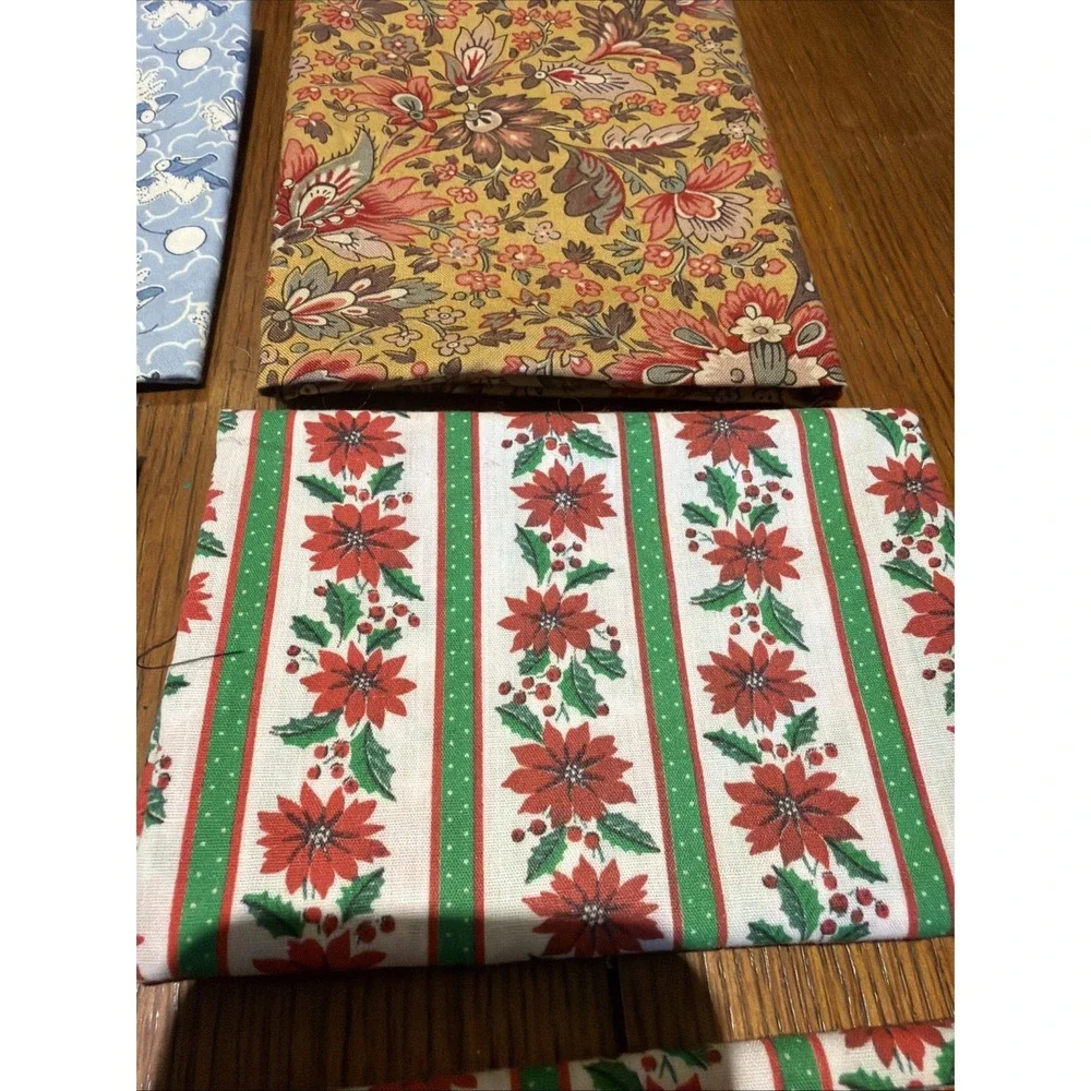 Vintage Fabric Remants: Sun, Bunnies, Florals Poinsettias